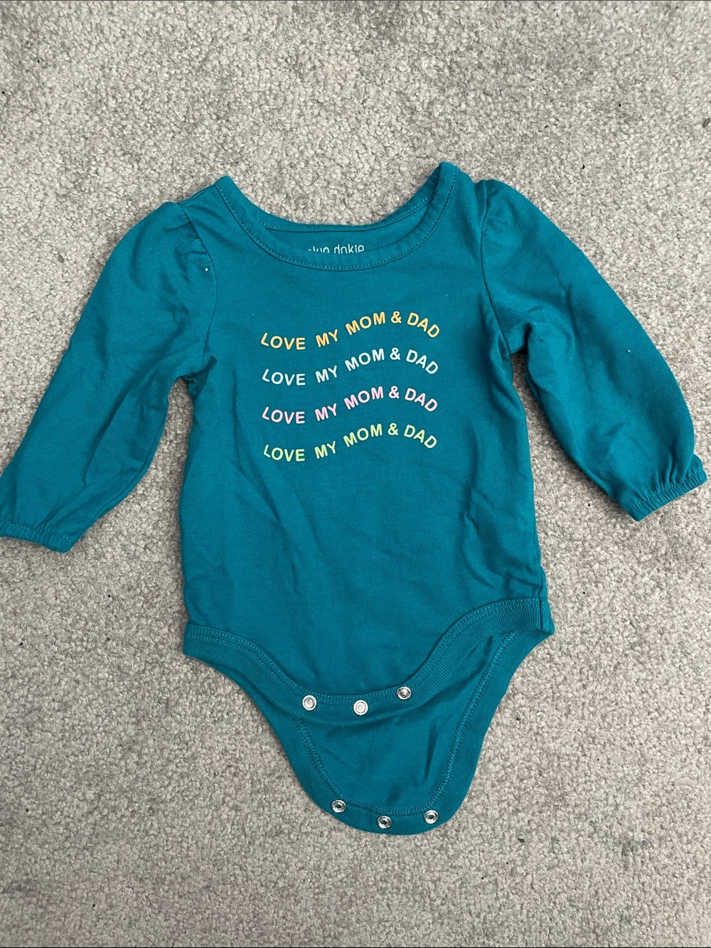Baby Teal 'Love My Mom & Dad' Long-Sleeve One-Piece